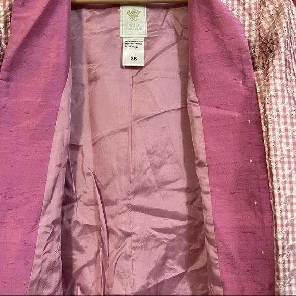 PAULE VASSEUR Silk Pink Eyelet Fabric Barbiecore Barbie core Jacket Blazer 6 38 - Picture 7 of 15